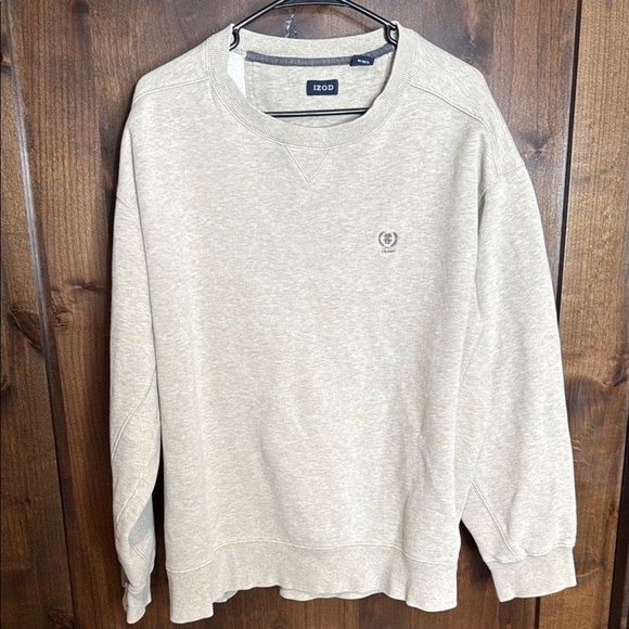 Izod Light Heather oatmeal Crewneck Sweater with Ribbed Cuffs Size XL Tall - Picture 1 of 5